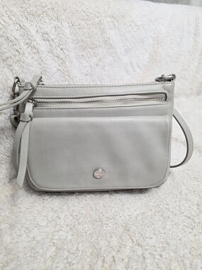 Co-Lab Dove Grey Vegan Leather Multi Zip Crossbody Bag Organizer
